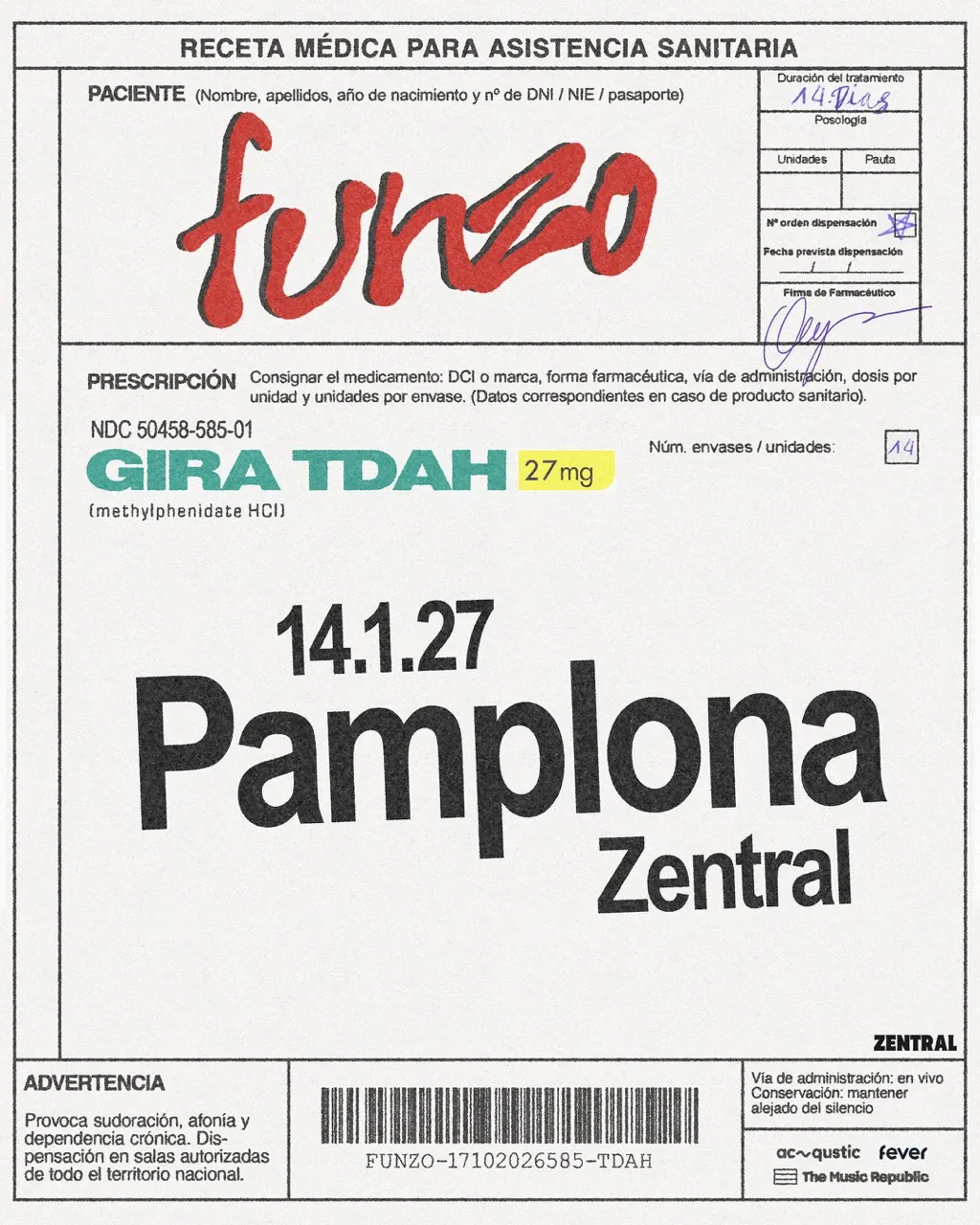 Funzo – Gira TDAH en Zentral Pamplona 2027