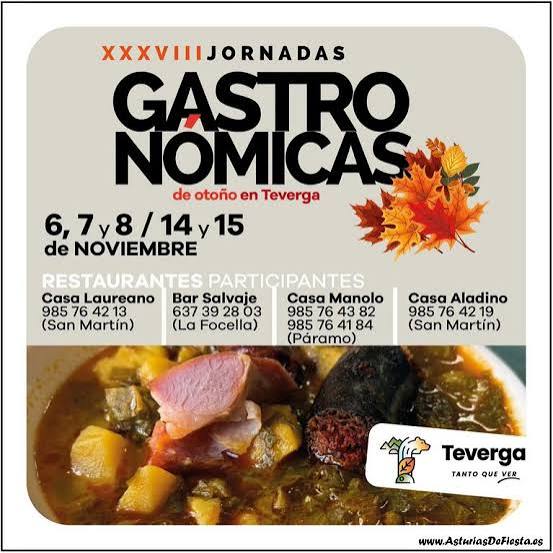 XXXVIII Jornadas Gastronómicas de Otoño de Teverga 2026 – 6 al 8 y 14 al 15 de noviembre